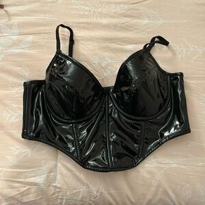 Black latex like corset top